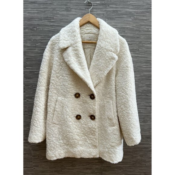 $498 Kate Spade Teddy Coat Double Breasted Size Medium Ivory Cream New! - Picture 4 of 9